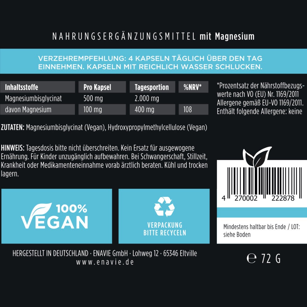 
                  
                    Etikett Magnesium Kapseln: Zutaten, Verzehrempfehlung, Nährwerte
                  
                